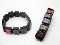 4x12Pcs Wooden Beaded Bracelets with Justin Bieber Sticker on