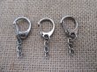 100X Silver Swivel D Clasp with Tail Chain for Keyring (image for) 100X Silver Swivel D Clasp with Tail Chain for Keyring