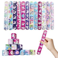 (image for) 48Pcs Unicorn Reflective Magic Ruler Slap Band Bracelets