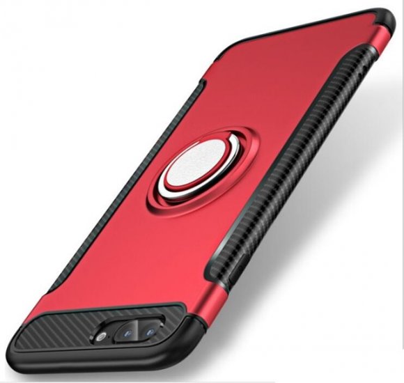 1X iPhone8 Plus Red Magnetic Shockproof Case Cover with Ring Car - Click Image to Close