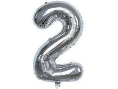 (image for) 6Pcs Silver Numbers 2 Air-Filled Foil Balloons Party Decor