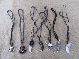 60Pcs Fashion Men's Male Drawstring Necklaces with Cool Pendants