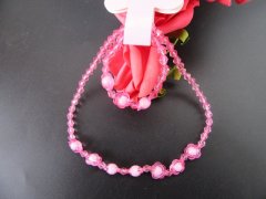 (image for) 13Sets Pink Beaded Necklace Bracelet for Girls