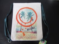 1Pc New Pu White Bag Drawstring Backpack Beach Bag