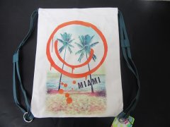 (image for) 1Pc New Pu White Bag Drawstring Backpack Beach Bag