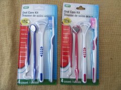 (image for) 6Sheets x 4Pcs Oral Care Kit Toothbrush Tongue Cleaner Dental