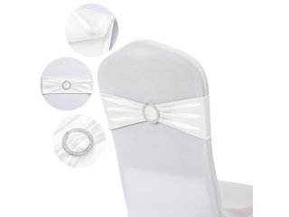 10Pcs Shiny White Sashes Chair Wider Bow Wedding Venue Banquet (image for) 10Pcs Shiny White Sashes Chair Wider Bow Wedding Venue Banquet
