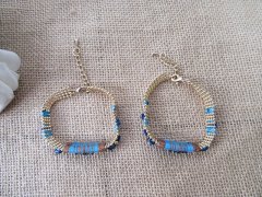 (image for) 12Pcs Tribal Design Beaded Threaded Rhinestone Copper Bracelets