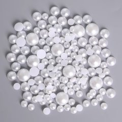 (image for) 120g White Simulate Pearl Flatbeads 8/10/12mm Pearl-Effect Craft Supplies