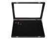 (image for) 1X New Black Velvet Ring Display Case with Glass Cover