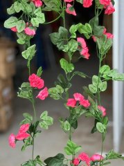 (image for) 6Pcs 36 Flower Head Artificial Deep Pink Peony Leaf Garland Vine