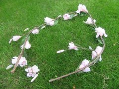 (image for) 1Pc Pink Artificial Magnolia Flower Leaf Garland Vine String