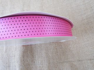 1Roll x 100Yard Hot Pink Fuschia Polka Dotted Satin Ribbon 25mm