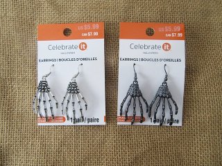 12Pcs (6prs) Vintage Gothic Skeleton Earrings Party Pretend Play