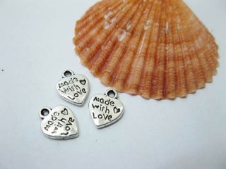 300 Charms Love Heart Bead Pendant Jewelry Finding 12x10mm