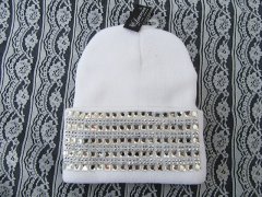 1X Shiny Diamond White Knit Warm Beanie Hat Winter Warm Cap 1X Shiny Diamond White Knit Warm Beanie Hat Winter Warm Cap