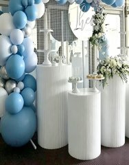(image for) 1Set x 3Pcs White Thicker Round Plinth Cylinder Pedestal Wedding Display