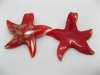 10 Red Gold Foil Glass Sea Star Pendants