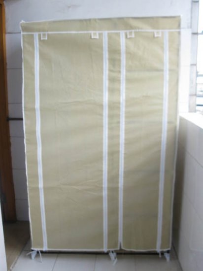 1X New 5-Shelves Storage Wardrobe w/Curtain Cover Beige - Click Image to Close
