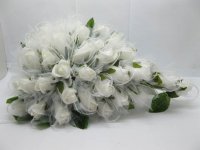 1X Artificial White Rose Wedding Bridal Teardrop Bouquet