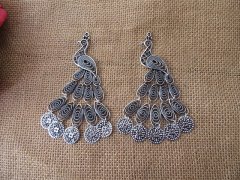 (image for) 10Pcs Alloy Flat Large Vivid Peacock Beads Charms Pendants