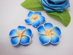 (image for) 20 Sky Blue Fimo Beads Frangipani Jewellery Finding 3cm