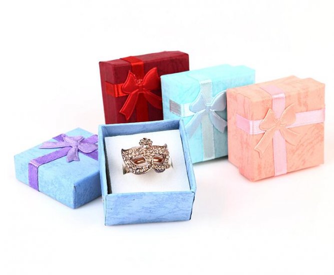 24Pcs New Ribbon Jewelry Ring Boxes Gift Box Favor - Click Image to Close