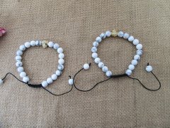 (image for) 6Pcs New White Healing Bead Yoga Drawstring Bracelet w/Leopard H