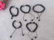 12Pcs Black Gemstone Beaded Drawstring Bracelets Assorted (image for) 12Pcs Black Gemstone Beaded Drawstring Bracelets Assorted