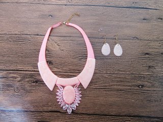 5Sets Girls Pink Collar Necklace with Matched Earring