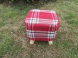 1X Red Grid Square Wooden Foot Stool Footrest Padded Seat Office (image for) 1X Red Grid Square Wooden Foot Stool Footrest Padded Seat Office