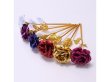 (image for) 10Pcs Golden Stem Rose Flower Golden Foil Artificial Fake Flower