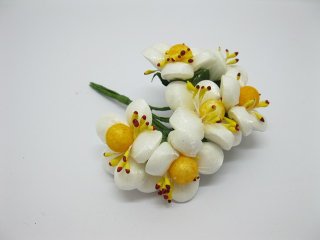 (image for) 12BundleX6Pcs Craft Wedding Decor Plum Flower - White