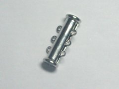 (image for) 10 High Quality Platinum Plated 3 Strand Tube Bar Magnetic Clasp