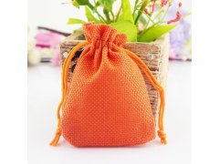 (image for) 50 Plain Orange Hemp Drawstring Jewelry Gift Pouches 14x10cm