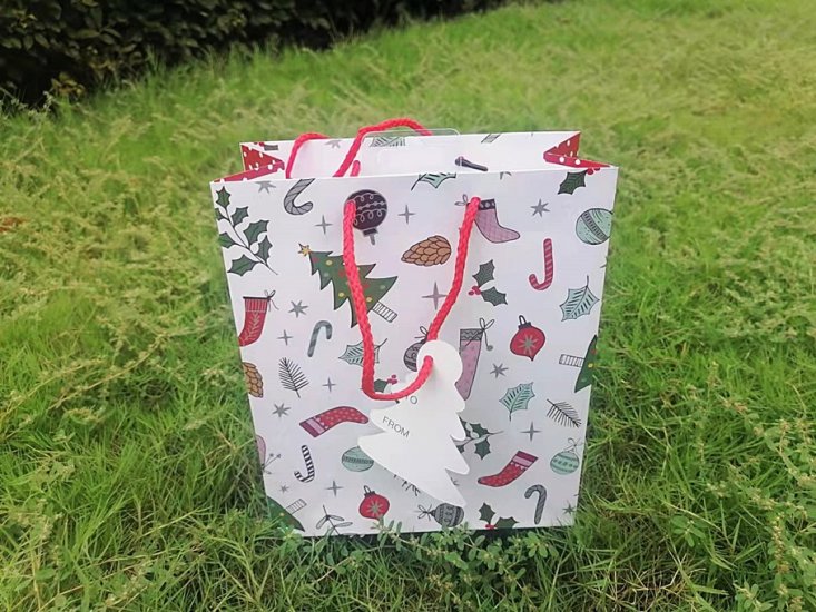 48 Bulk Paper Christmas Gift Carry Shopping Bag 22.7x19x8.7cm - Click Image to Close