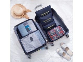 1Set 6in1 Dark Blue Zipper Waterproof Luggage Travel Bags