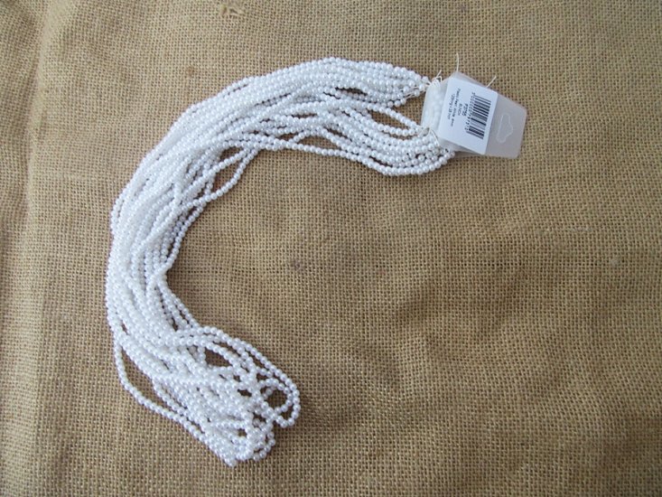 12Strings x 200Pcs White Round Simulate Pearl Beads 4mm - Click Image to Close