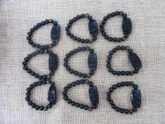 (image for) 10Pcs Elastic Black Gemstone Rock Stone Bracelet 12mm Bead