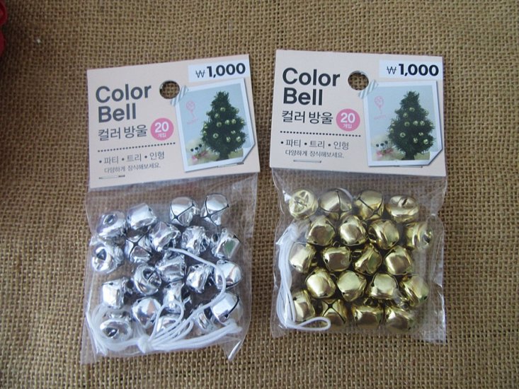 12Packs x 20Pcs Jingle Bell Beads Pendants Charms w/String Chris - Click Image to Close