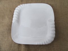 1Pc White Square Ceramic Porcelain Plates Home Kitchen Dining