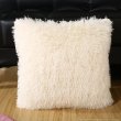 (image for) 1Pc Light Ivory Fluffy Pillow Cover 43cm Plush Decorative Cushion Case for Sofa Bed