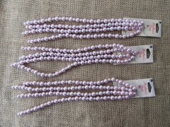 6Sheets X 4Strands Pink Round Glass Pearl Beads 6/8mm