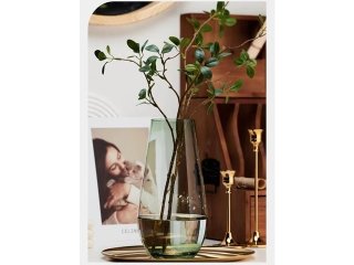 (image for) 1Pc Oval Glass Vase Transparent Green Modern Home & Floral Decor