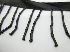 9Mtrs Black Beaded Curtain Trimming Fringe Craft Trim