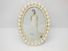1X European Elegant Ivory Pearl Wedding Photo Frame - Oval
