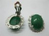 12Pairs Fashion Green Oval Clip-On Earrings