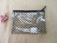 4Pcs Clear Dotted Pencil Case Zipper Bag Makeup Bag Pouch Purse