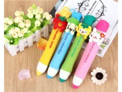 4Pcs Colorful Funny Pencil Shape Pencil Case Zipper Bag for Kids