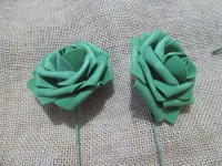 25Pcs Xmas Green Rose Artificial Foam Flower Hair Pick Wedding